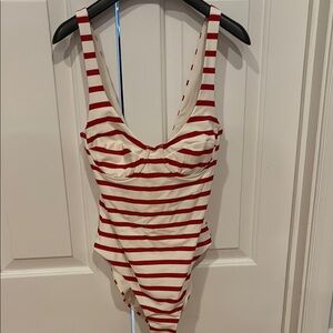 NWT - Tuckernuck True Red and Off-White Sailor Stripe Underwire One Piece